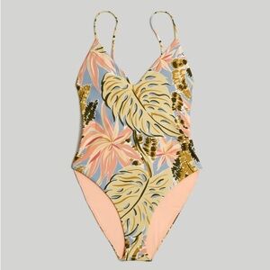 Madewell Tropical Leaf Print One-Piece Swimsuit